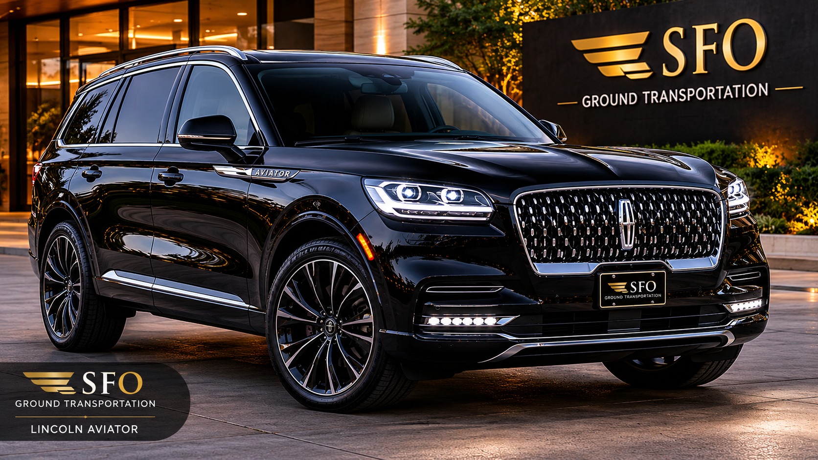 Black Lincoln Aviator executive SUV for SFO airport transportation